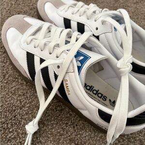 Adidas Samba White, Black, and Tan Sneakers